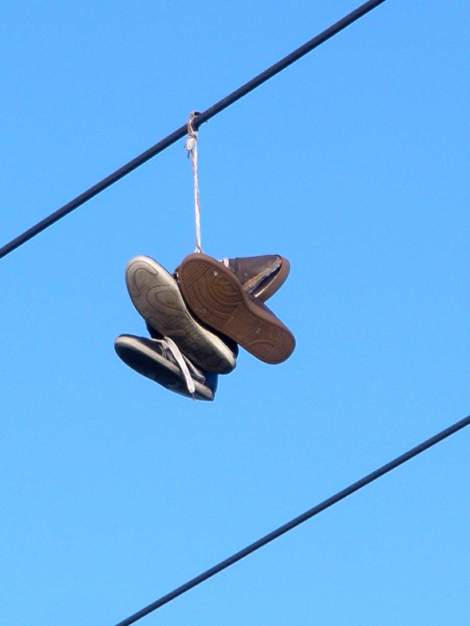 shoes on wire